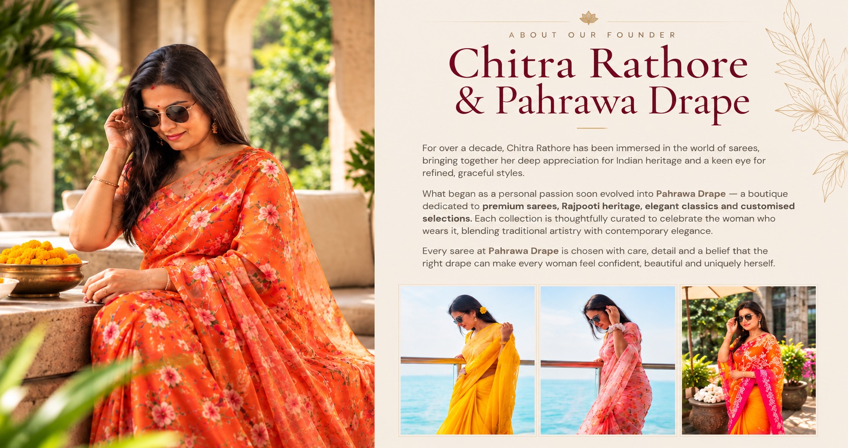 Pahrawa Drape founder editorial feature, Chitra Rathore and saree collection